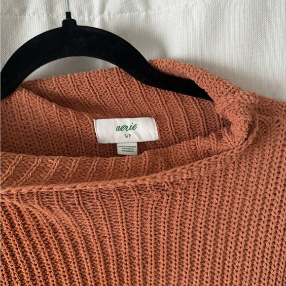 American Eagle Aerie Burnt Orange Red Mock Neck Sweater - Picture 2 of 2